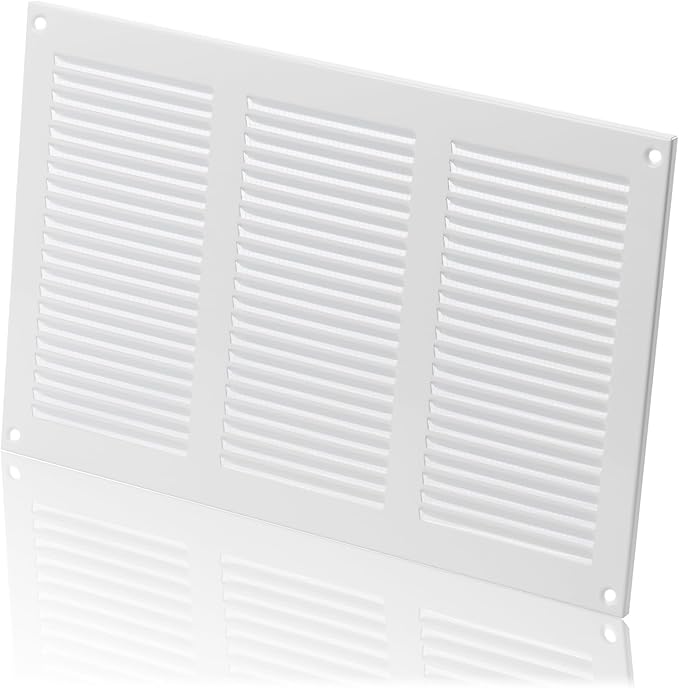 10x6 inch (Duct Opening) Vent Cover - White Ventilation Covers for Wall and Ceiling - Metal Return Grille - HVAC AC Air Vents Register for Indoor and Outdoor Use with Mesh - Image 3