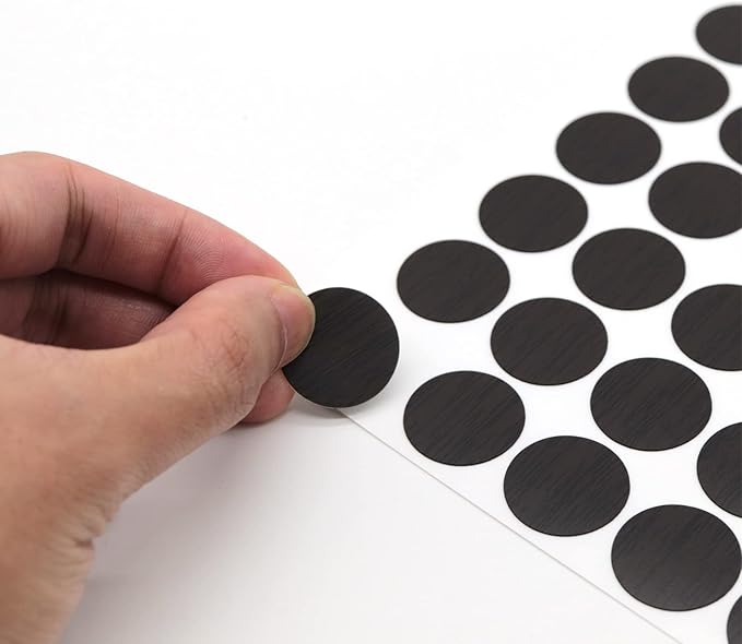 Self-Adhesive Screw Hole Stickers PVC Cover Caps Dustproof for Wooden Furniture Cabinet 21mm 2 Sheets/108 Pcs Black - Image 3