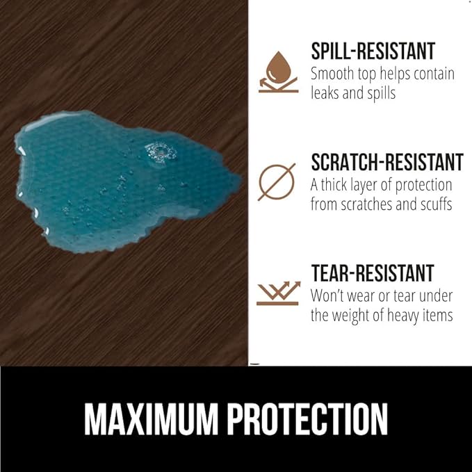 GORILLA GRIP DripGuard Shelf Liner, Non-Adhesive Drawer and Kitchen Cabinet Protector, Strong Grip Slip Resistant Underside, Smooth Surface Liners for Cabinets, Bathrooms, Closets, 17.5x120 Inch, Wood - Image 4