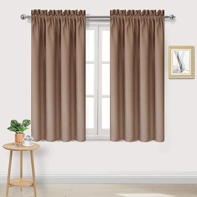 DWCN Blackout Curtains Room Darkening Thermal Insulated Bedroom Curtains Window Curtain Panels, 42 x 54 inches Long, Set of 2 Khaki Rod Pocket Drapes by DWCN