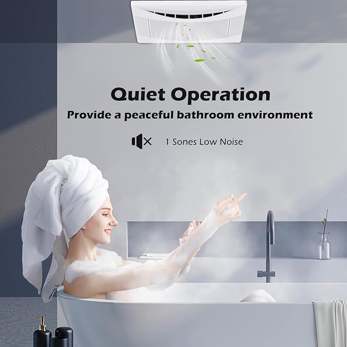 COSTWAY Bathroom Exhaust Fan, 110 CFM Ceiling Mount Exhaust Ventilation Fan, Energy-Saving Household Bath Vent Fan w/Metal Housing, 4 Inches Duct, 1 Sones Quiet Operation, White - Image 5