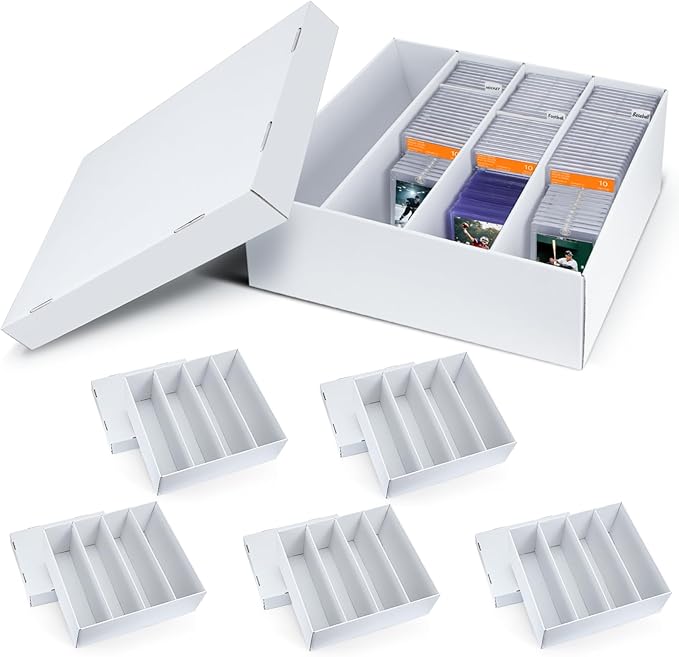 Pulchra 6 Pack Trading Graded Card Storage Box - 4 Rows Graded Card Case Holds 176 PSA Slab Cards, Graded Card, Cardboard Holder Organizer Boxes with Dividers for Sport Cards PSA/GMA/CSG/SGC/HGA/MTG - Image 8