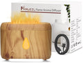 Flame Diffuser for Essential Oils, 200ml Ultrasonic Aroma Diffusers with Cool Mist, Aromatherapy Diffuser with Auto-Off Protection, Small Humidifier for Home,Office,Bedroom,Gift (Wooden Grain) by Phimuezl