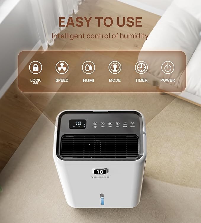 80 Pint Dehumidifier for Basement & Home up to 5500 sq.ft, Smart Humidity Control, Auto Defrost, Quiet Sleep Mode, Drain Hose Included, 3 Modes & 24H Timer - Image 3