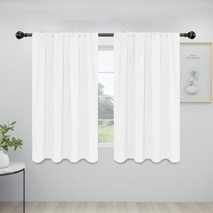 Easy-Going Rod Pocket Blackout Curtains for Bedroom, Room Darkening Window Curtains for Living Room, Thermal Insulated Noise Reduction Solid Window Drapes, 2 Panels(42x54 in, White) by Easy-Going