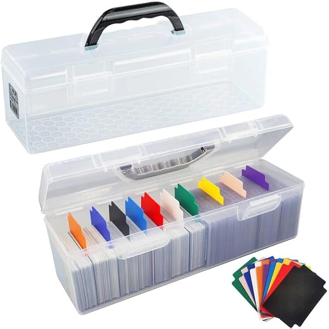 2 Pack Plastic Card Storage Box - Toploader Baseball, Football & Sports Card Case with Handle, Holds Up to 750 Cards by Unknown