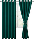 Hiasan Room Darkening Curtains for Bedroom, 60 x 72 Inches - Thermal Insulated & Energy Saving Window Drapes for Living Room/Dorm Room, Set of 2 Panels Sewn with Tiebacks, Hunter Green by Hiasan