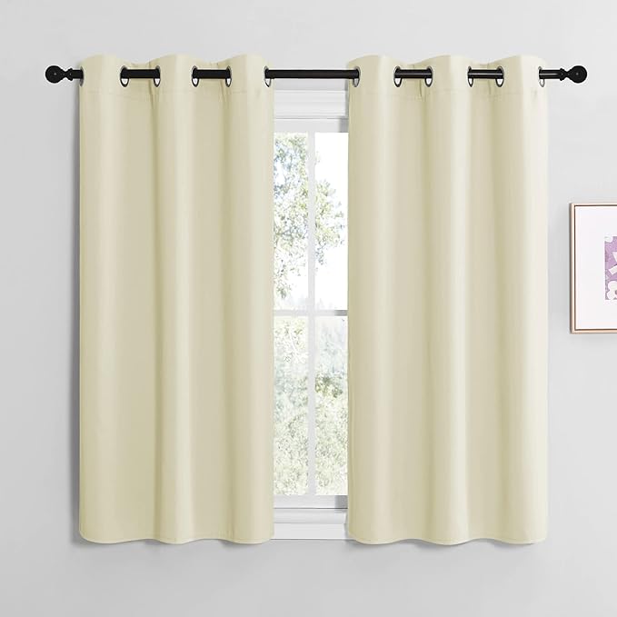 NICETOWN Kitchen Curtains for Decoration, Thermal Insulated Grommet Room Darkening Draperies/Panels for Laundry (Beige, 2 Panels, W42 x L48 inches) by NICETOWN