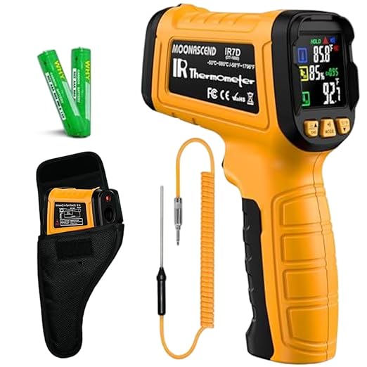 Infrared Thermometer Temperature Gun -58°F to 1796°F, 50:1 Dual-Mode Temp Guns with K-Type Thermocouple for Internal Readings, HVAC Contactless Lazer IR Thermometers for Home & Industry - Image 8