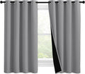 NICETOWN Silver Grey 100% Blackout Curtains with Heat and Cold Blocking, Thermal Insulated 2-Layer Lined Drapes, Noise Cancellation Window Draperies for Offie Room (2 Panels, 55-inch W by 57-inch L) by NICETOWN