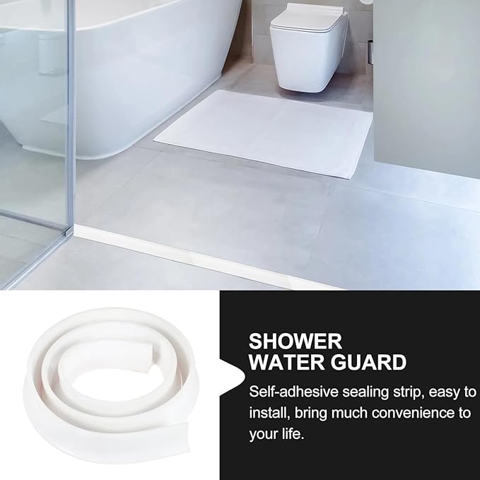 LIFKOME 2m Bathroom Strip Kitchen Desktop Strip Shower Water Blocker Edge Guard Soft Hands Easy to Install - Image 4