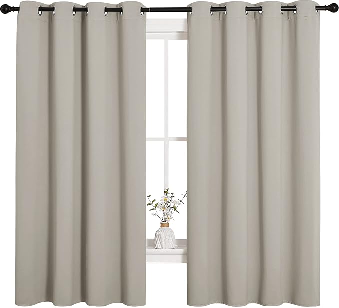 NICETOWN Room Darkening Curtain Panels for Cafe, Thermal Insulated Grommet Room Darkening Draperies/Drapes for Window (Natural, 2 Panels, W55 x L68 -inch) - Image 2