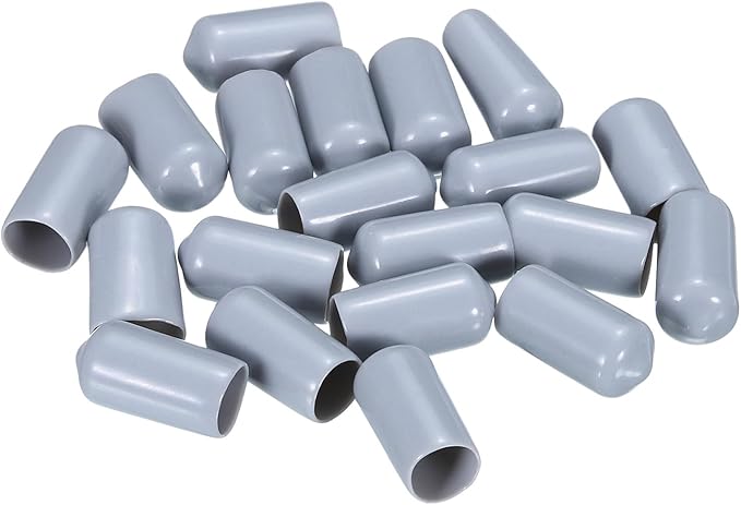 uxcell 20pcs Rubber End Caps 10mm(3/8") ID Vinyl PVC Round Tube Bolt Cap Cover Screw Thread Protectors Grey - Image 4