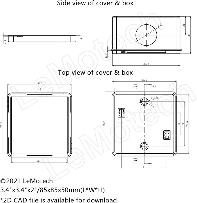 LeMotech Junction Box, ABS Plastic IP55 Water Resistant and Dustproof, Universal Electrical Enclosure, Outdoor and Indoor Project Box, 3.4" x 3.4" x 2", White (Pack of 2) - Image 6