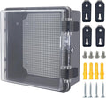 Junction Box, Hinged Black Clear Cover IP67 Waterproof ABS Project Box with Mounting Plate Electrical Box Enclosure with Wall Bracket 8.3 x 8.3 x 4.3inch(210x210x110mm) by Otdorpatio