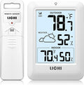 Indoor Outdoor Thermometer Wireless Weather Station, Internal External Thermometer Hygrometer, Home Batteryoperated Temperature Humiditymonitors330 Feet (About 100 Meters) Backlight Display (White) by Unknown