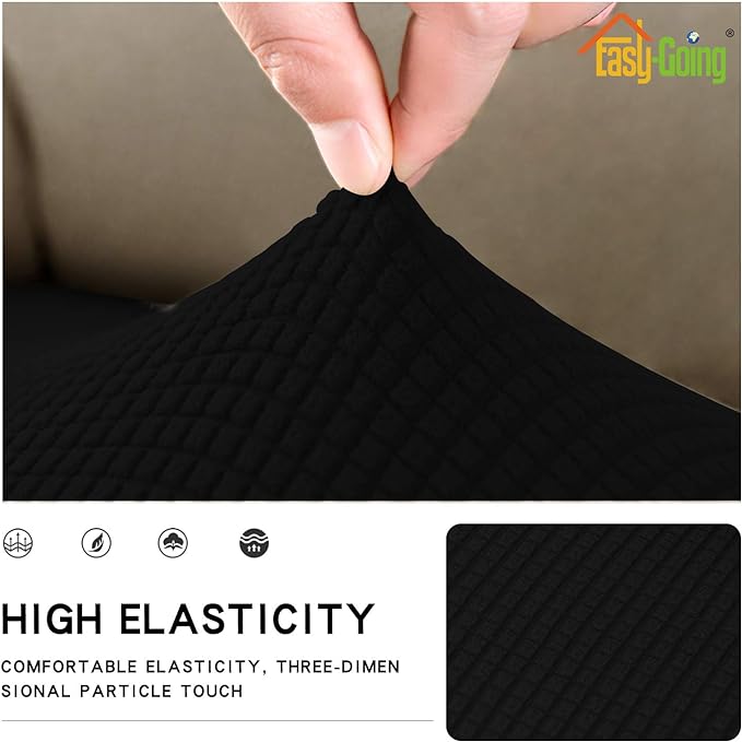 Easy-Going Stretch Cushion Cover Sofa Cushion Furniture Protector Sofa Seat Sofa slipcover Sofa Cover Soft Flexibility with Elastic Bottom(Oversized Sofa Cushion, Black) - Image 4