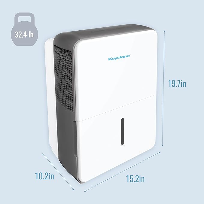 Keystone Energy Star 22-Pint Portable Dehumidifier for Large Rooms up to 1,500 Sq.Ft. with Auto-Shutoff & Timer, Quiet and Moisture Absorber For Basement, Garage, Living Room - Image 4