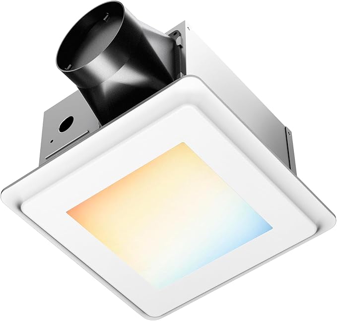 Amico Bathroom Exhaust Fan with Light, 80 CFM, 0.9 Sones, 5CCT, Easy Retrofit without Attic Access, Adjustable Bathroom Fan with light, Quiet Operation, ETL & FCC Certified by Amico