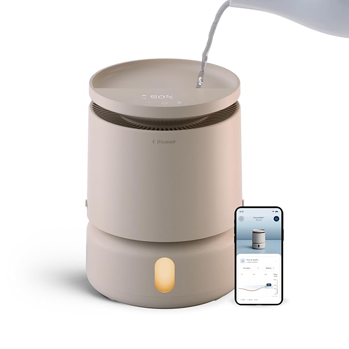 BLUEAIR Room Humidifier - DreamWell - 48Hr Top-Fill Mist-Free InvisibleMist Technology Aroma Stone for Essential Oils and Soothing Mood Lighting - Quiet Operation for Bedroom and Home Use, Beige by BlueairInc