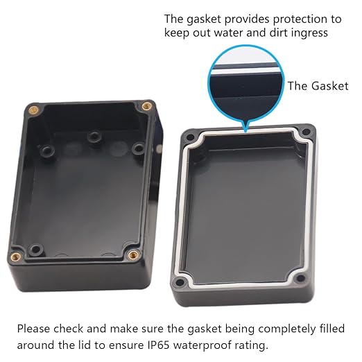 Junction Box, Zulkit Project Box IP65 Waterproof Outdoor Box ABS Plastic Electrical Boxes Electronic Enclosure Black 3.27 x 2.28 x 1.30(Pack of 4) - Image 4