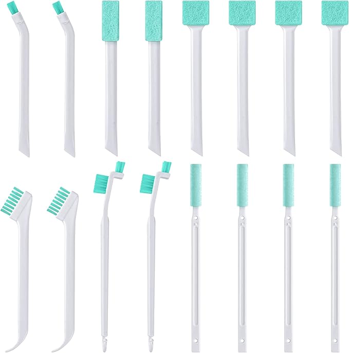 Small Cleaning Brushes for Small Spaces, Tiny Household Cleaning Supplies Tools, Mini Crevice Cleaning Brush Scrub Narrow Corner Nook Track Grooves Bathroom Kitchen Home Detailing, 16 Pcs by Lumkew