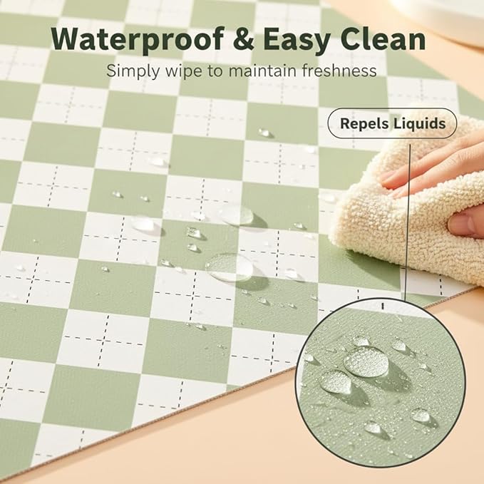 Coavas Extra Grip Thickened Shelf and Drawer Liner - Non-Adhesive Non-Slip Waterproof Mats for Kitchen Cabinets, Drawers, Shelves, Dresser & Cupboard, Easy Cut DIY (Green Rhombic, 12IN x 30FT) - Image 3