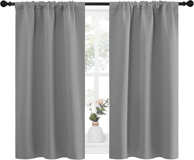 NICETOWN RV Blackout Curtains for Camper Windows, Short Room Darkening Drapes for Kitchen, Home Decoration Thermal Insulated Blackout Blinds for Small Windows (Silver Grey, 2 Panels, W29 x L40) - Image 2