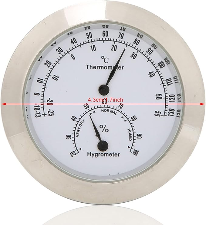 Tbest Guitar Analog Hygrometer,Round Alloy Digital Thermometer Hygrometer Humidity Temperature Meter for Violin Guitar Case for Indoor and Outdoor - Image 8