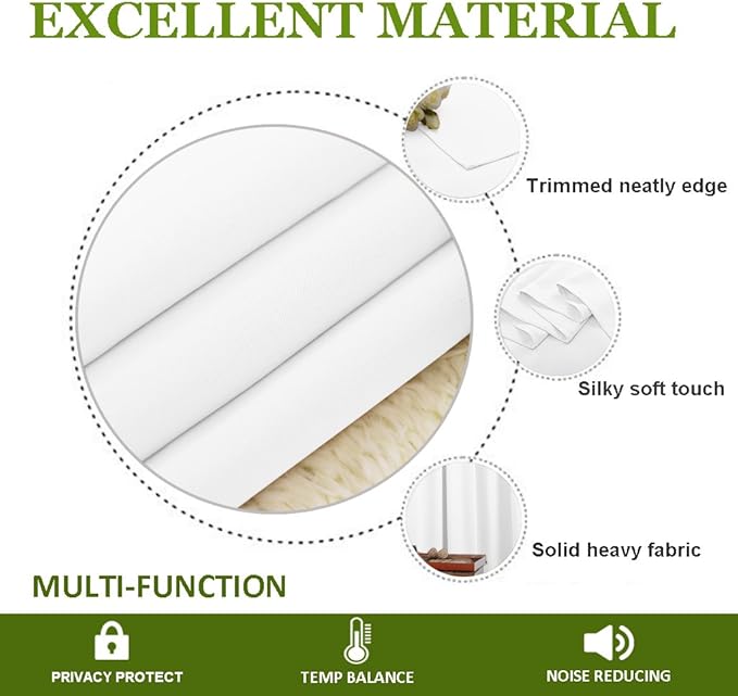 NICETOWN Window Curtain for Bedroom - (Pure White Color) 70 inches Width x 63 inches Length, 1 Panel, Window Treatment Grommet Kitchen Drape for Doors - Image 4
