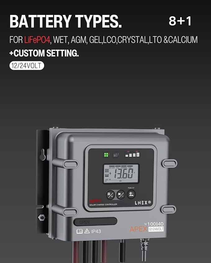 MPPT Solar Charge Controller 30A, 12V 24V Solar Panel Regulator with Temp Sensor for LiFePO4,AGM, Gel, Flooded and Lithium Battery - Image 3