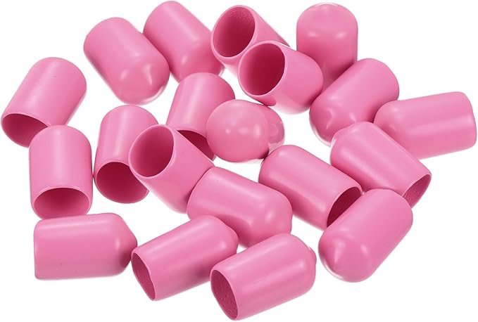 uxcell 20pcs Rubber End Caps 9mm(3/8 inch) ID Vinyl PVC Round Tube Bolt Cap Cover Screw Thread Protectors Pink - Image 4