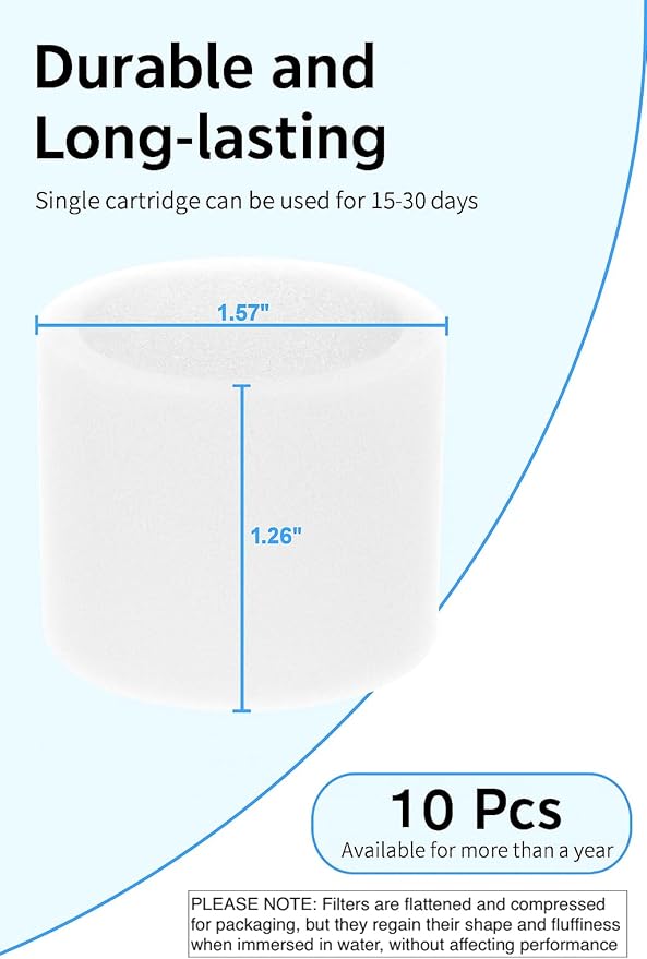 Replacement Filter 10-Pack Compatible with Msolok 150, 200S, 300S & 600S Series Humidifiers – Sponge Filter Pads to Improve Humidification Efficiency - Image 2