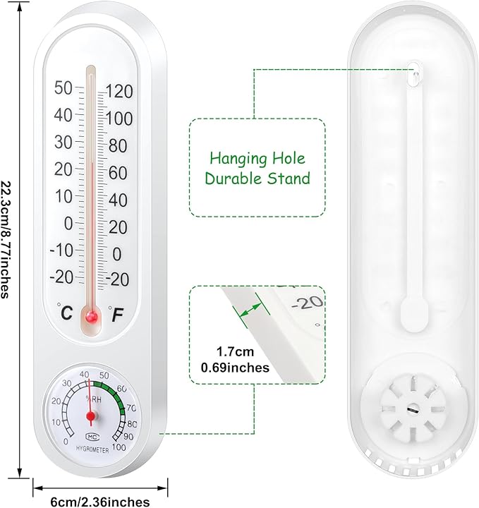 Leinuosen 10 Pcs Indoor Outdoor Wall Thermometer Humidity Meter Vertical Thermometer and Hygrometer Wireless Temperature Humidity Gauge Meter with Fahrenheit/Celsius for Patio Garden - Image 2