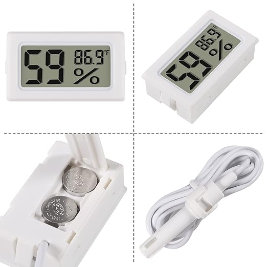 2-Pack Mini Digital Hygrometer Thermometer Gauge with Probe LCD Display Temperature Fahrenheit Humidity Meter for Incubator, Reptile Plant Terrarium, Humidor, Guitar Case, Greenhouse - Image 2