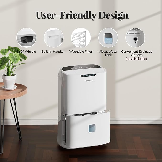 Energy Star 2024 Dehumidifier for Basement & Home, Up to 5500 Sq. Ft, 90 Pint Smart Wi-Fi Control, 1.45 Gal Tank with Drain Hose, 3 Modes, Auto Defrost, Timer & Child Lock - Image 6