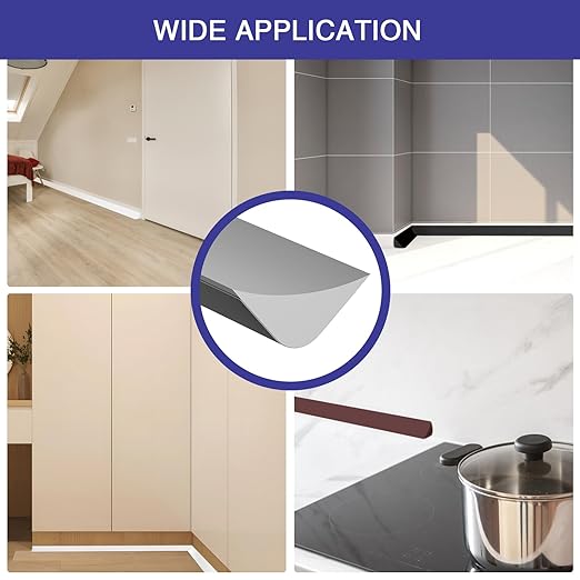 Flexible Molding Trim, Flexible Bendable Adhesive Caulking Strip, Molded Trim, Peel and Stick Home Decorative Edge for Bathroom, Kitchen, Floor, Wall (Grey, 0.83in x 0.24in x 10ft) - Image 5