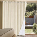 H.VERSAILTEX Linen Blackout Curtains Durable Thick Textured Linen Look 100% Blackout Patio Door Curtain Anti Rust Grommet Extra Wide Sliding Door Curtain Panel, Bleached Sand, W100 x L96 inch by HVERSAILTEX