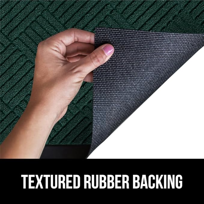 GORILLA GRIP 100% Waterproof All-Season WeatherMax Doormat US Designed Natural Rubber, Stain and Fade Resistant, Low Profile Indoor Outdoor Door Mats, Easy Clean Patio Mat, 23x35, Green Diamond - Image 5