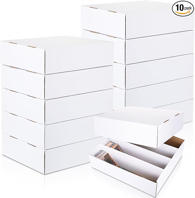 Yexiya 10 Pcs 3200 Count Sports Card Storage Boxes White Trading Card Box Collectible Trading for Soccer Baseball Game by Yexiya