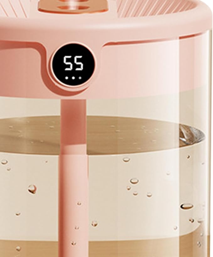 2L Humidifier, Double Nozzle Humidifier, Top Fill Cool Mist Humidifier, USB Humidifier with LCD Humidity Display, Large Capacity Fragrance Oil Diffuser for Home Bedroom[Pink] - Image 7