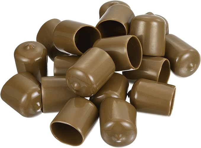 uxcell 20pcs Rubber End Caps 22mm(7/8") ID Vinyl PVC Round Tube Bolt Cap Cover Screw Thread Protectors Light Brown - Image 4