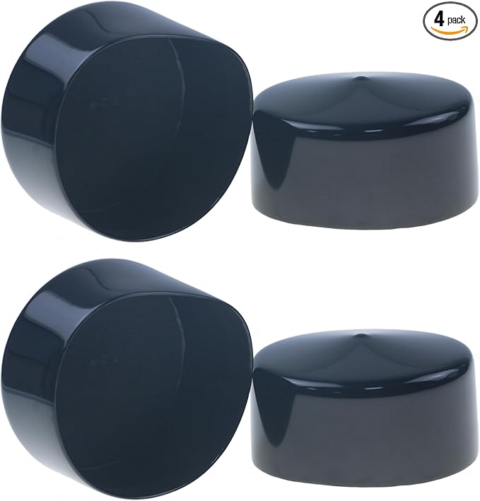 Acocony 3 Inch Rubber Cap Round Rubber End Caps PVC Flexible Protector Plastic Plugs for Round Holes Black Pack of 4 by Acocony