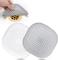 Hair Drain Catcher,Square Drain Cover for Shower Silicone Hair Stopper with Suction Cup,Easy to Install Suit for Bathroom,Bathtub,Kitchen 2 Pack (Grey White) by Bovinde