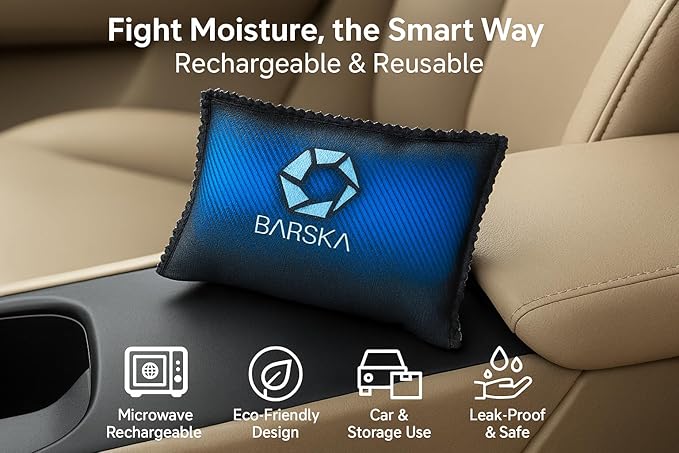 BARSKA Rechargeable Desiccant Dehumidifier - Safe Moisture Absorber for Home Closets, Gun Safes, Basement, Garage, Cars - Microwaveable - Portable Blue Dehumidifying Solution - Image 3