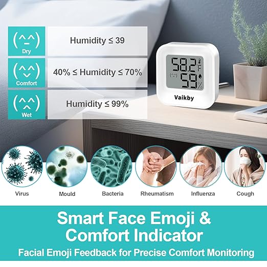 Indoor Humidity Meter Hygrometer 4Pack, Room Thermometer for Accurate Room Temperature Monitor, Digital Hygrometer with Indoor Thermometer for Home, Baby Nursery, and Humidity Sensor Enhanced Comfort - Image 3