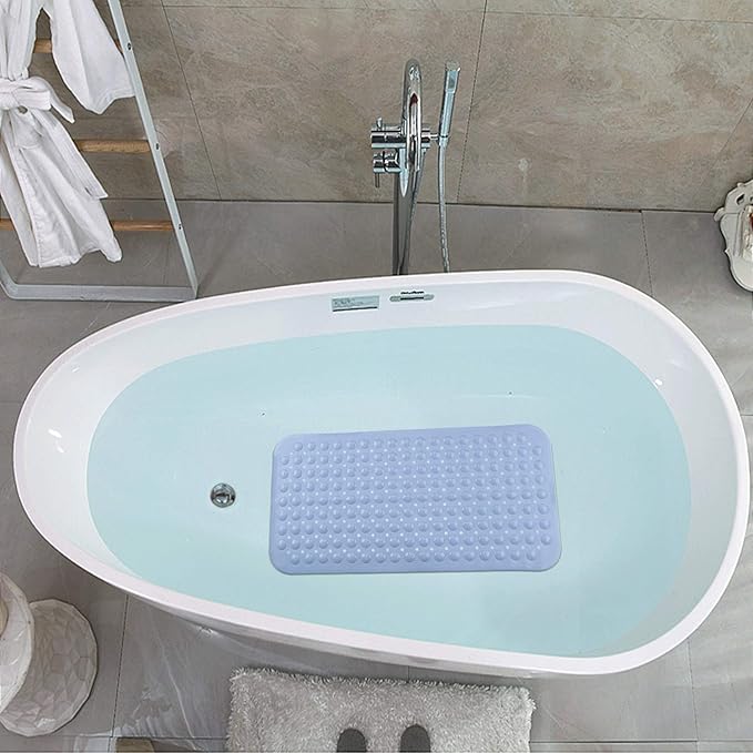 YINENN Bath Tub Shower Stall Mats 31x15.5 Inch Non-Slip and Latex Free,Bathtub Mat with Suction Cups,Machine Washable Bathroom Mats with Drain Holes (Light Blue) - Image 7