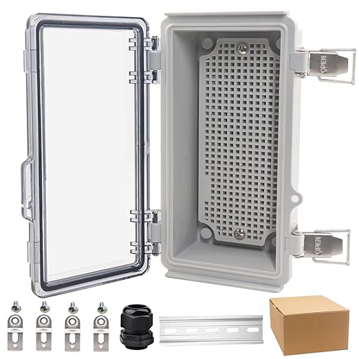 Waterproof Electrical Box, IP67 Junction Box Stainless Steel Latch Hinged Clear Cover Project Enclosure with Wall Bracket 7.9"x3.9"x2.8" by YETLEBOX