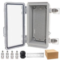 Waterproof Electrical Box, IP67 Junction Box Stainless Steel Latch Hinged Clear Cover Project Enclosure with Wall Bracket 7.9"x3.9"x2.8" by YETLEBOX