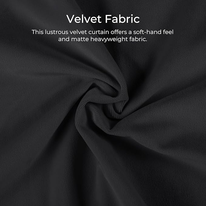 TWOPAGES Luxury Velvet Curtain Pinch Pleated Black Curtain 108 inch Long Thermal Insulated Blackout Drapes for Bedroom Living Room Indoor Window (1 Panel,Black,40Wx108L) - Image 3